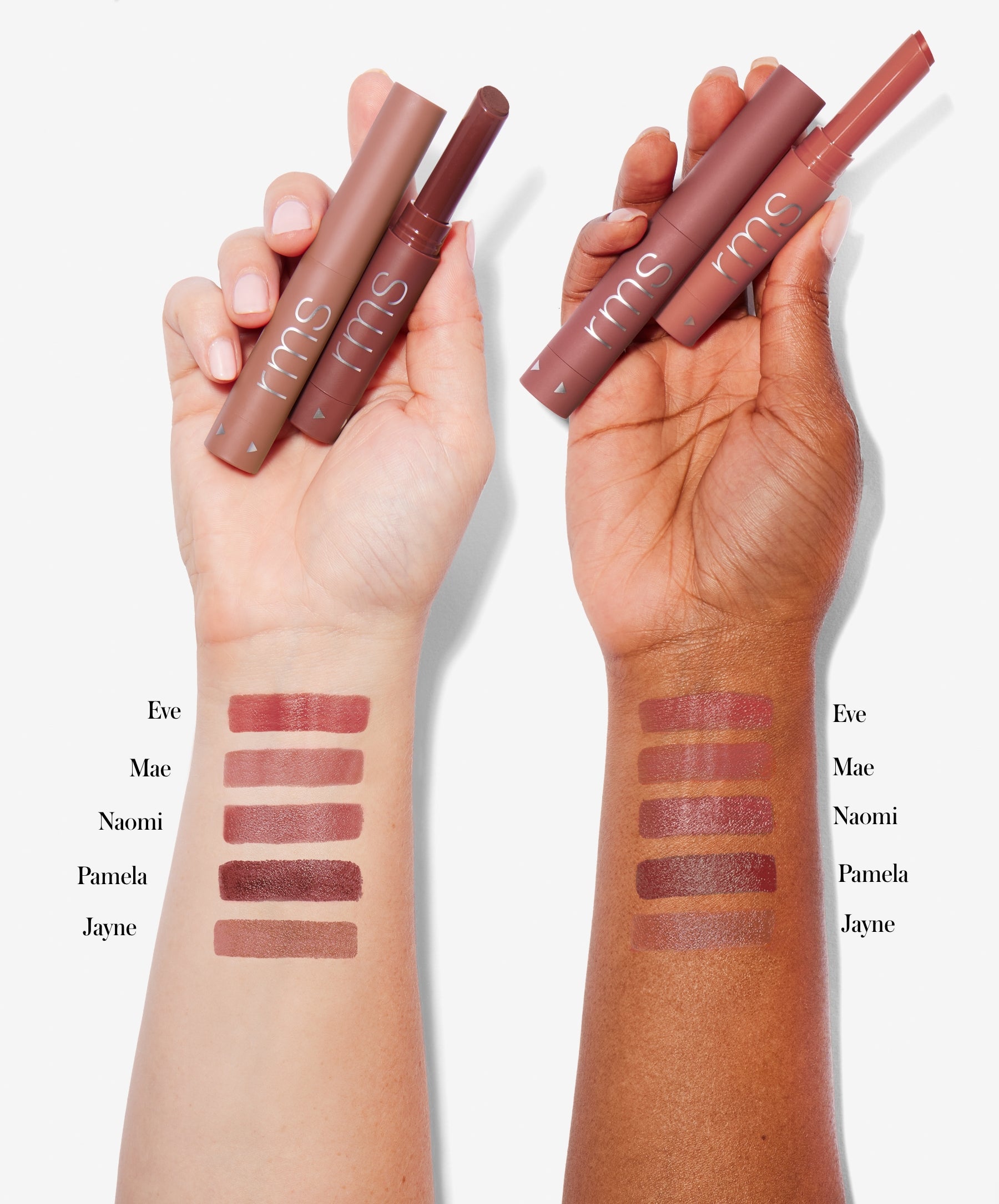 Legendary Serum Lipstick: The Nudes arm swatches