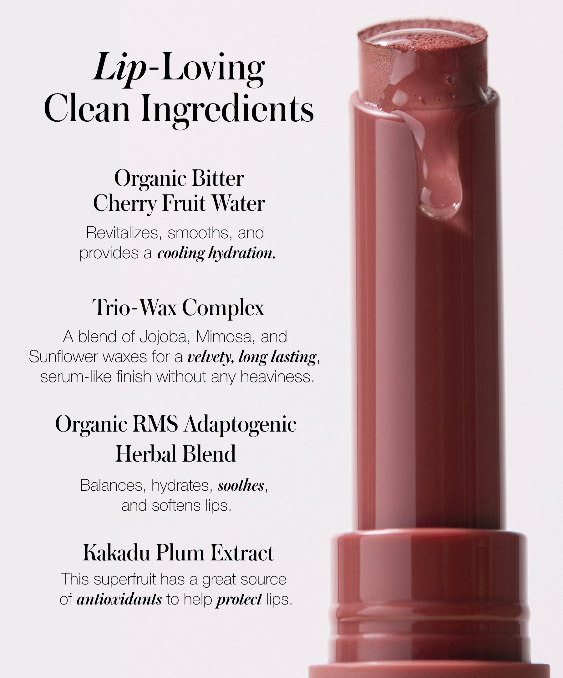 Legendary Serum Lipstick: The Nudes organic ingredients and benefits