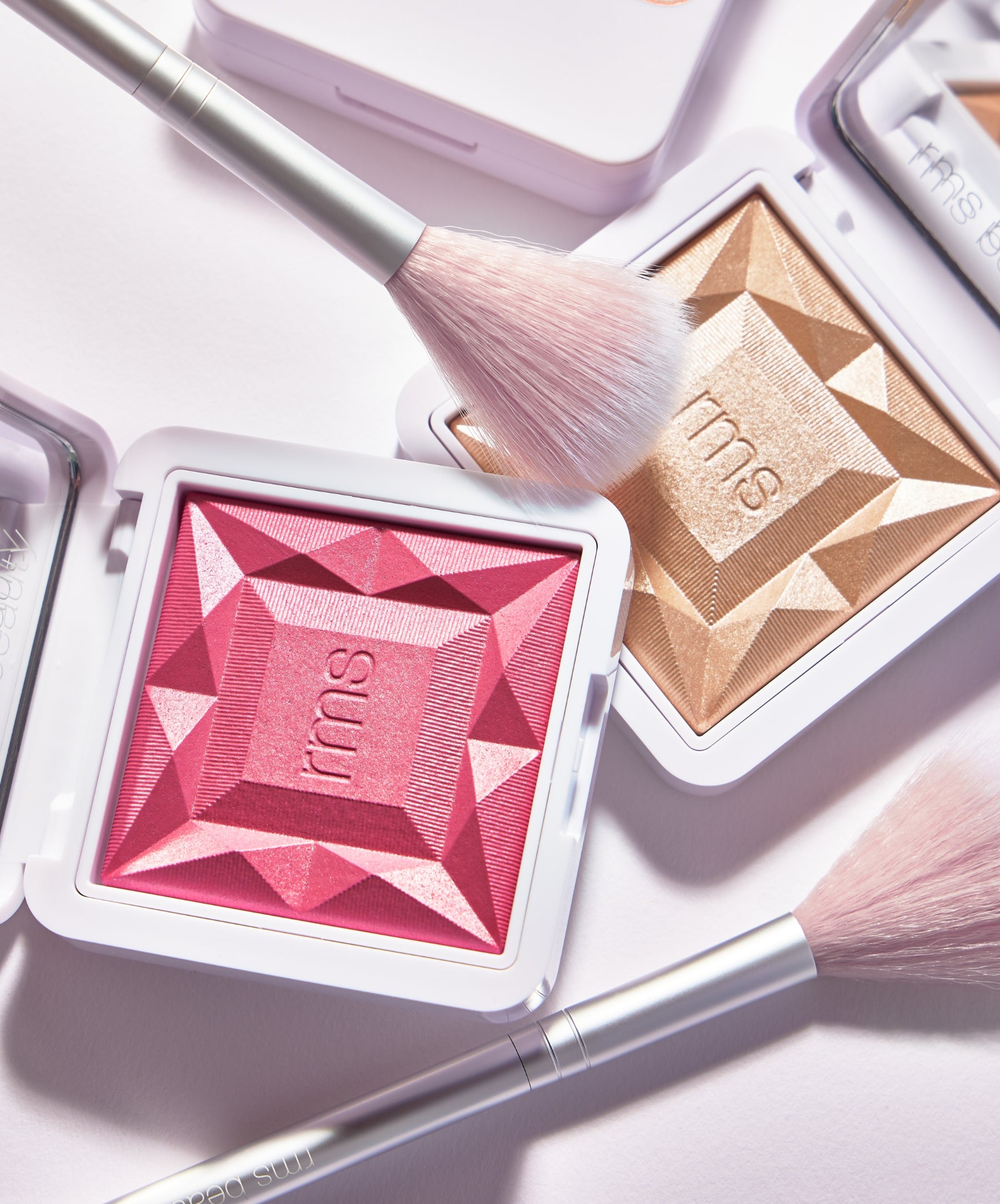 Skin2Skin Classic Fan Brush featuring New ReDimension Hydra Dew Luminizer in shade Prosecco Fizz and ReDimension Hydra Powder Blush in the exclusive shade Bermuda Rose