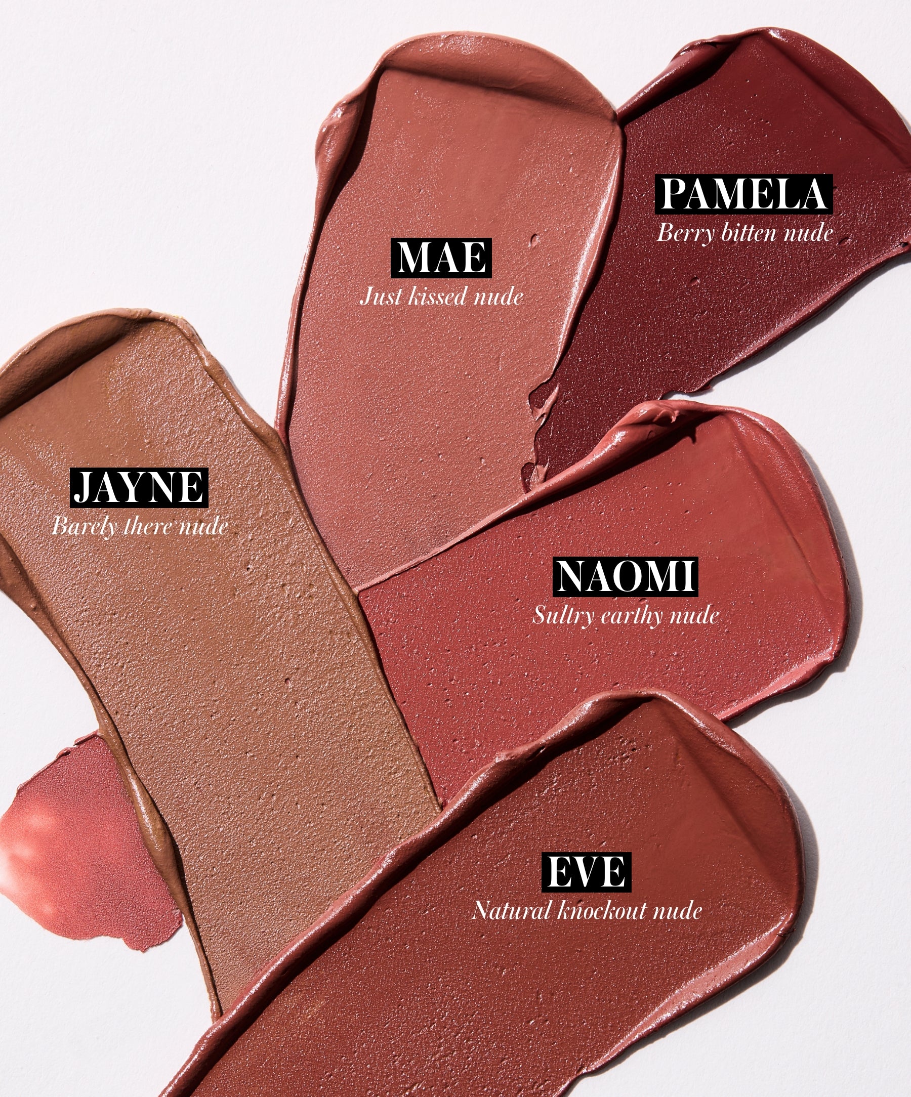 Legendary Serum Lipstick: The Nudes shade swatches