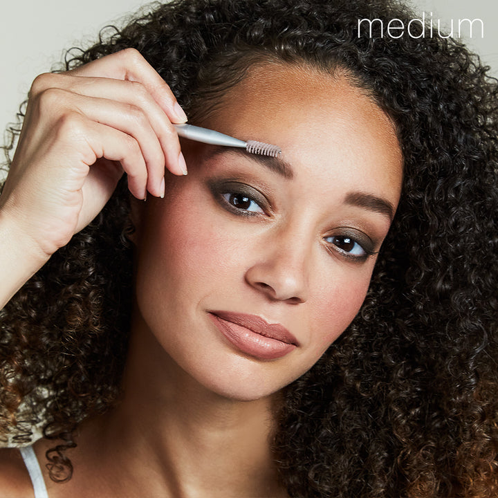 Close-up of model using Back2Brow Brush using Back2Brow Powder shade in Medium.